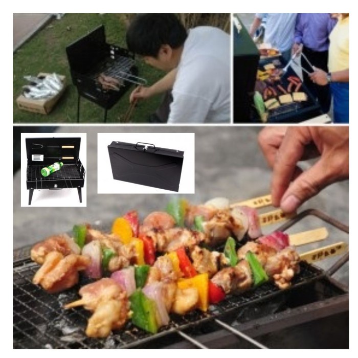 Alat Panggang Sate Arang Portabel Lipat Barbeque BBQ Desktop Grill SK7