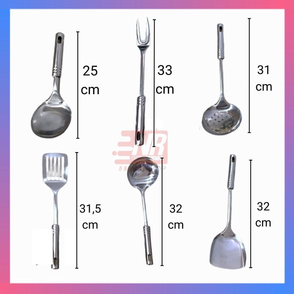 Spatula Set Sutil Stainless GSf G-4507 7 Pcs / Spatula Sutil Sodet Centong Alat Masak Stainless / Kitchen Utensil