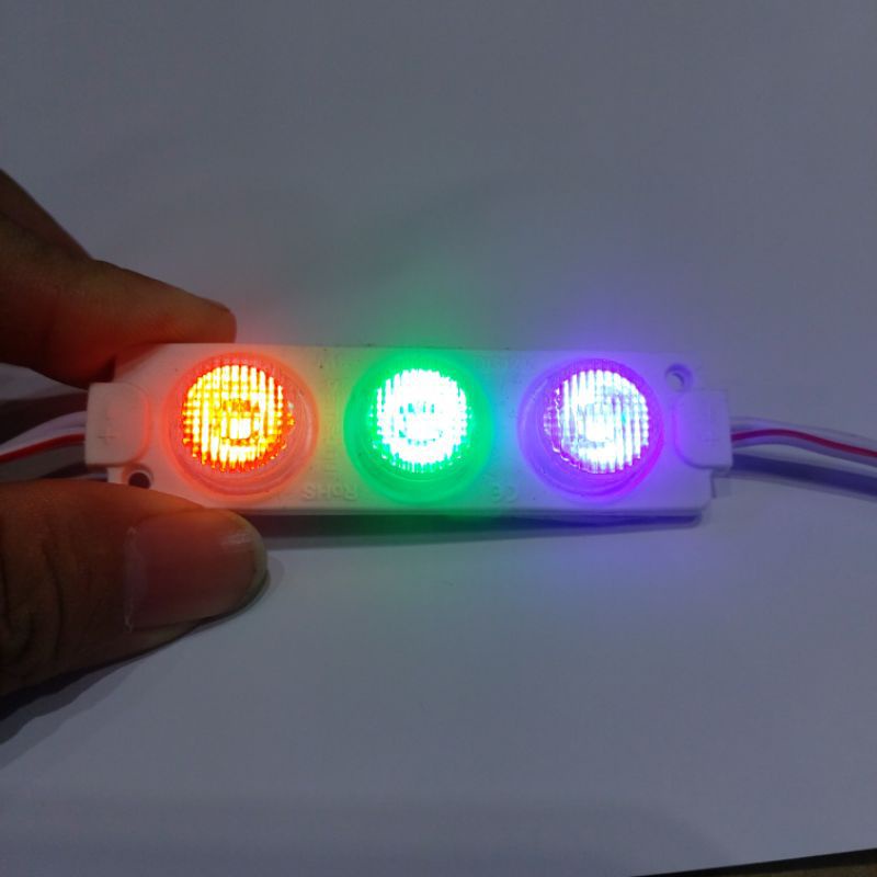 lampu led 3 mata rgb motor mobil truk dan bus 12 dan 24 volt