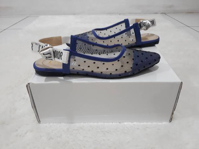 (Size 31-42) Sepatu ukuran Anak &amp; Dewasa JRF Swiss Dotted Slingback Woman Flat Shoes