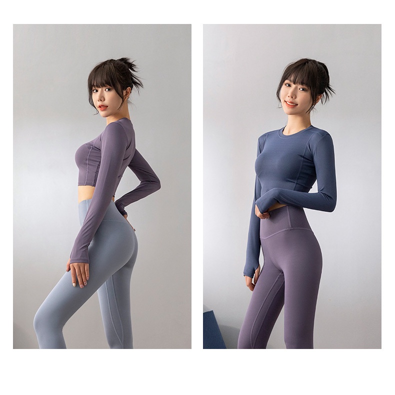 [OXY] Baju Olahraga Wanita Lengan Panjang Yoga Crop Top 2003 (S/M/L)-6