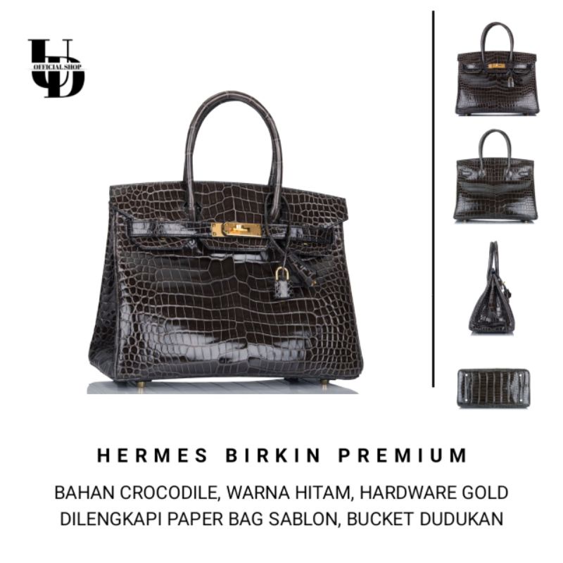 Tas 20110Hermes20110Birkin Croccodile Warna Premium Hitam Tas Selempang Wanita Import