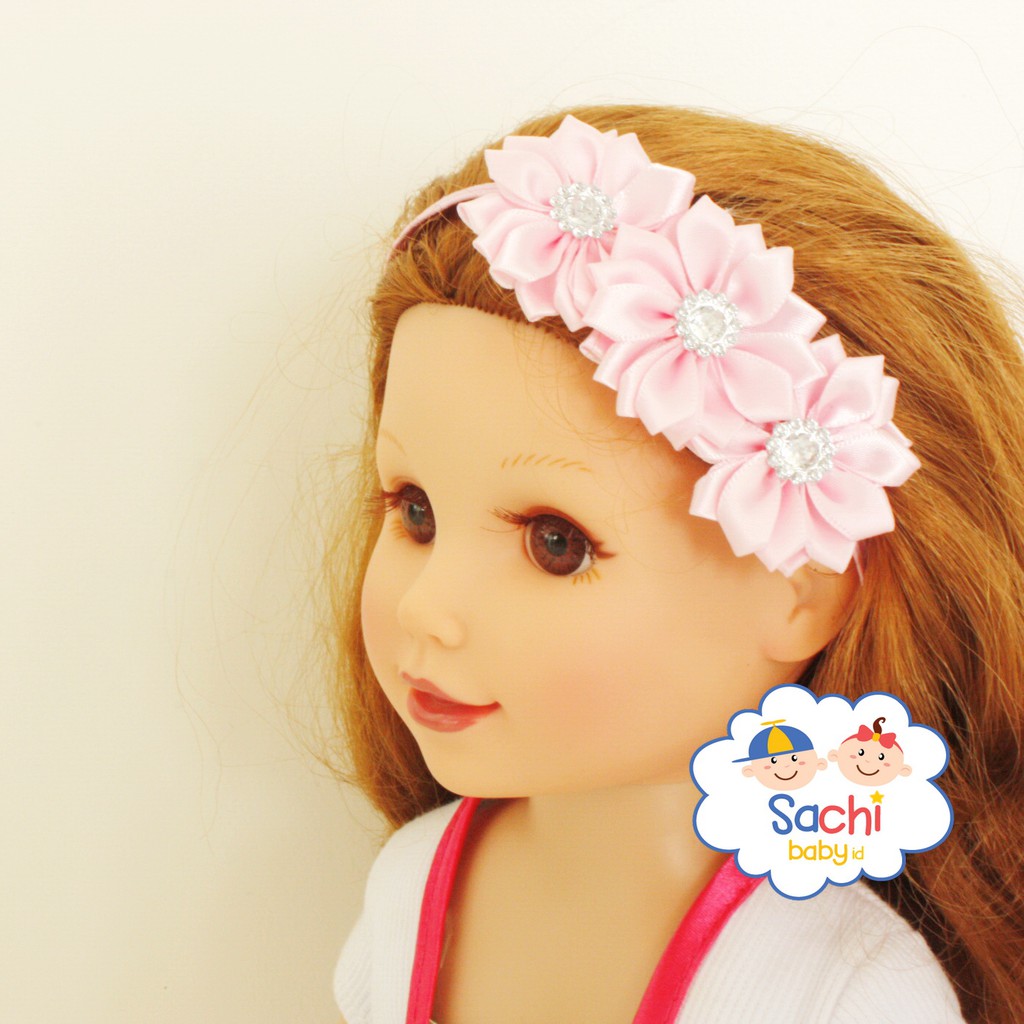 YooBerry Pita Anak Bando Bandana Bayi Korea Trio Flower Sachi Baby - SAA004 Berry Mart