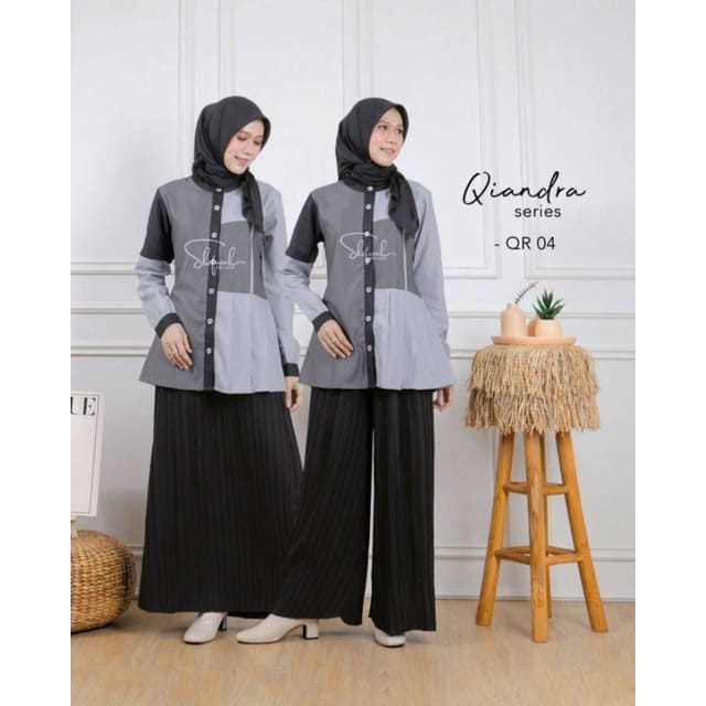 Atasan tunik blouse wanita toyobo kombinasi Qiandra by Shofwah