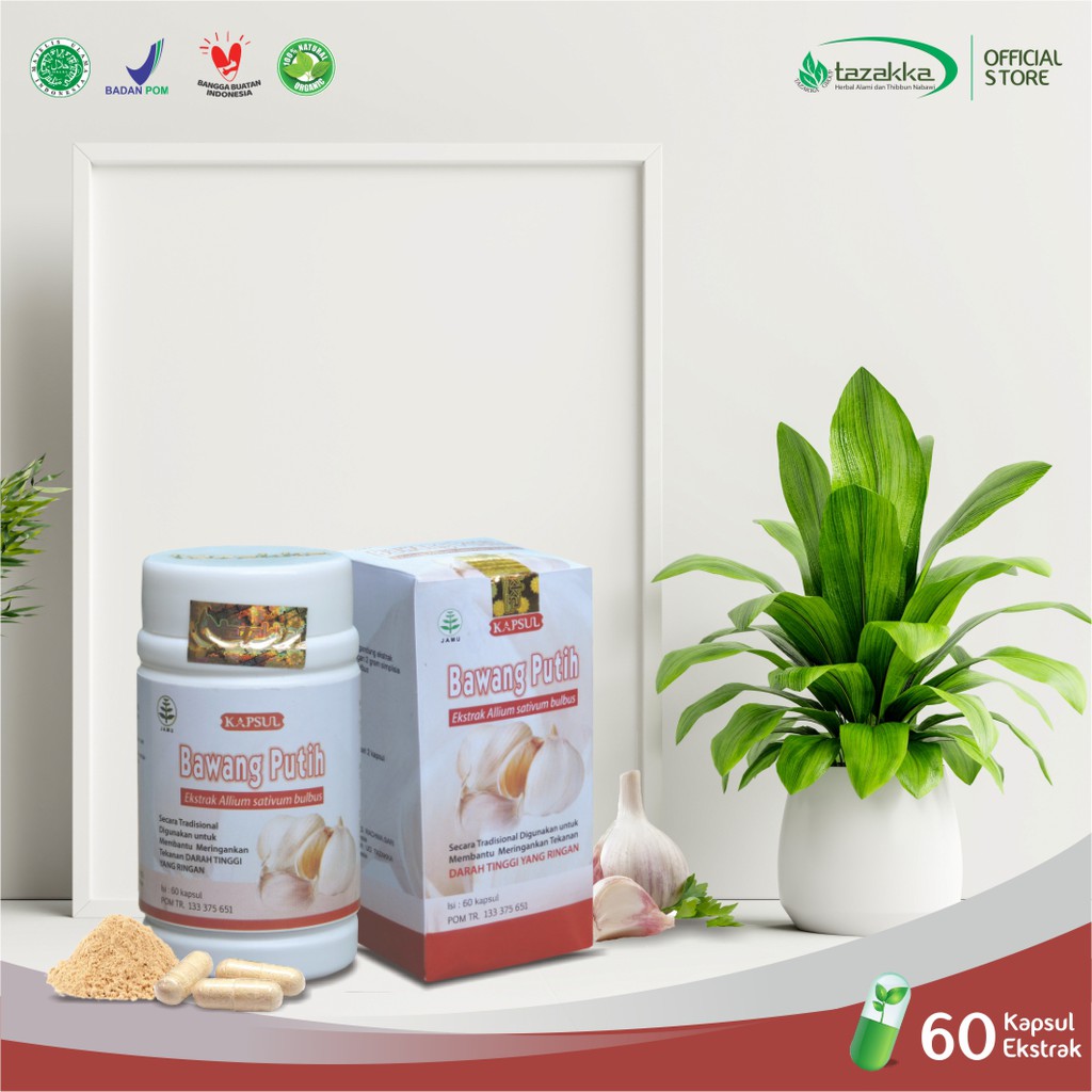 Obat Darah Tinggi | Obat Herbal Hipertensi | Kapsul Herbal BAWANG PUTIH Tazakka Isi 60 Kapsul