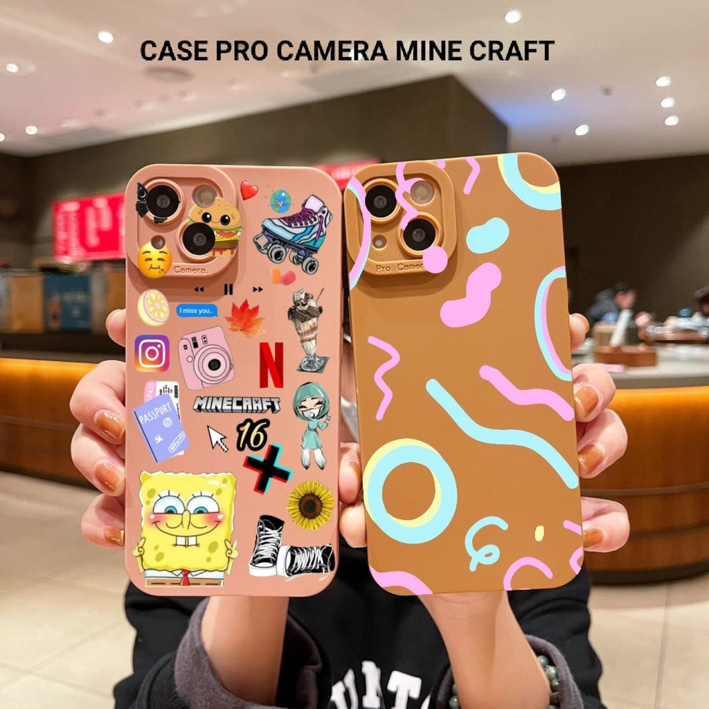 CASING HP CASE PRO CAMERA SPONGEBOB MINE CRAFT OPPO A15 /OPPO A15S /OPPO A16 /OPPO A16S /OPPO A16E (