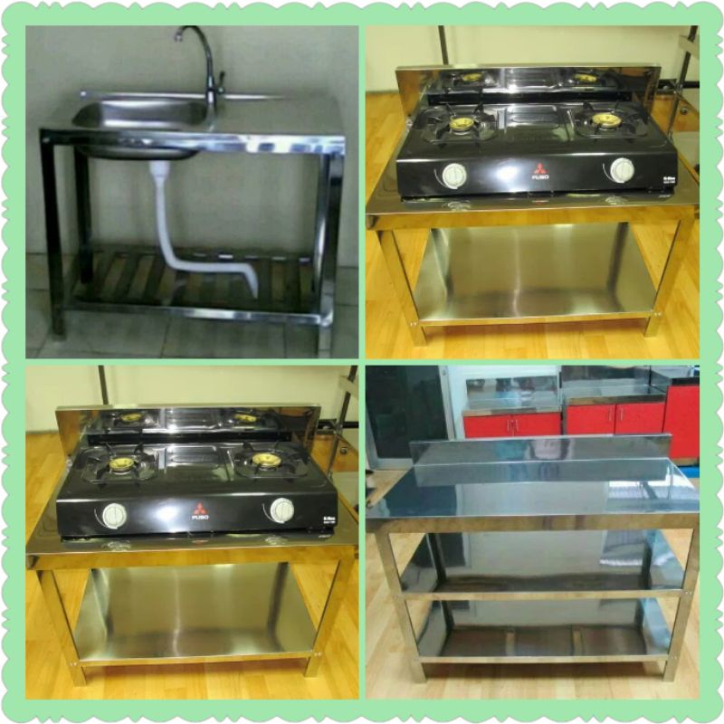 Paket 2 Meja Kompor 1 Meja Kerja dan 1 Bak Cuci Piring Plus Kran