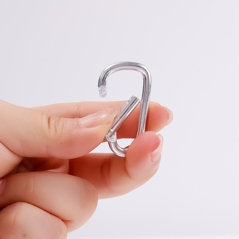 Gantungan Kunci Carabiner Bentuk D Bahan Aluminum Alloy Warna Silver Untuk Camping Hiking Traveling