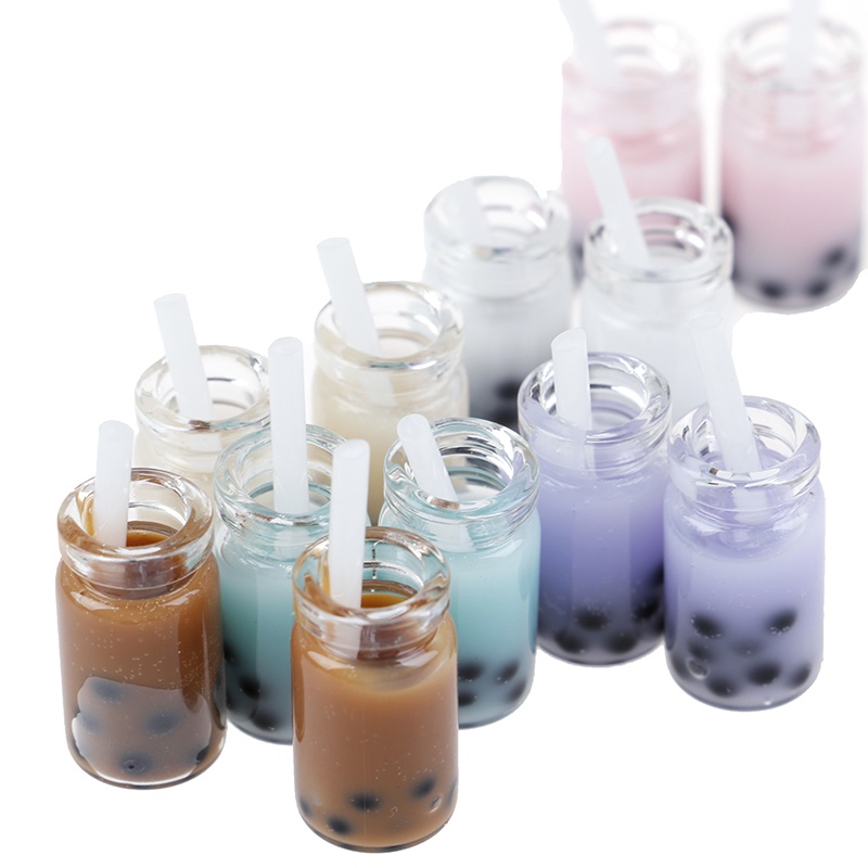 (R1Id &amp; Available) 2pcs Miniatur Minuman Pearl Milk Tea Untuk Aksesoris Rumah Boneka 1 / 12