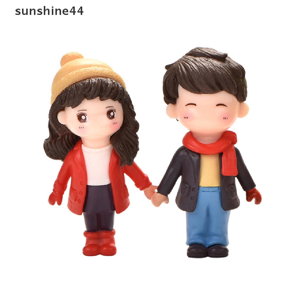 Sunshine 1 Pasang Miniatur Pasangan Pria / Wanita Untuk Dekorasi Taman Peri / Rumah Boneka