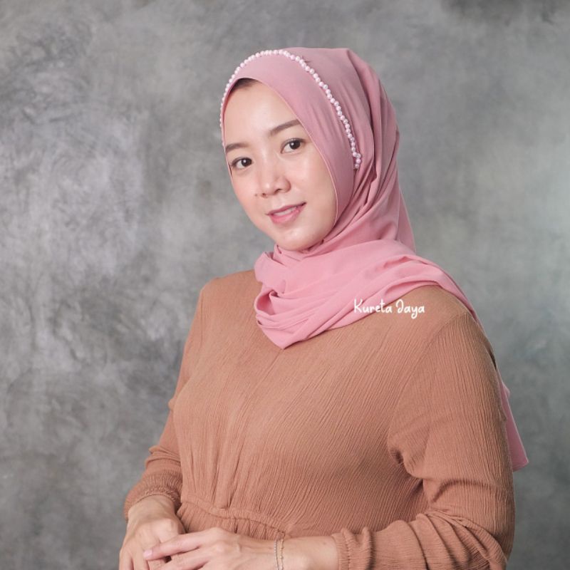 Pashmina Tali Instan Payet Diamond Strech Elastis Premium Pasmina Pesta Bando Swarosky Realpict Original PashminaPesta-DustyPink