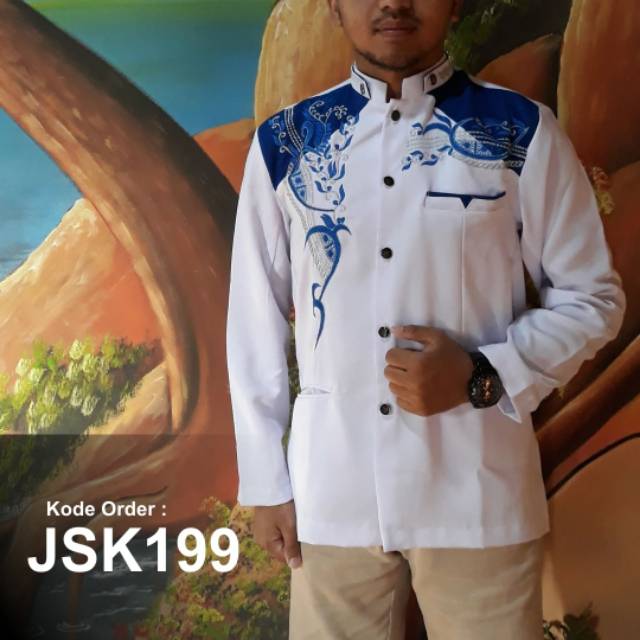 Jasko putih biru bordir al khoer