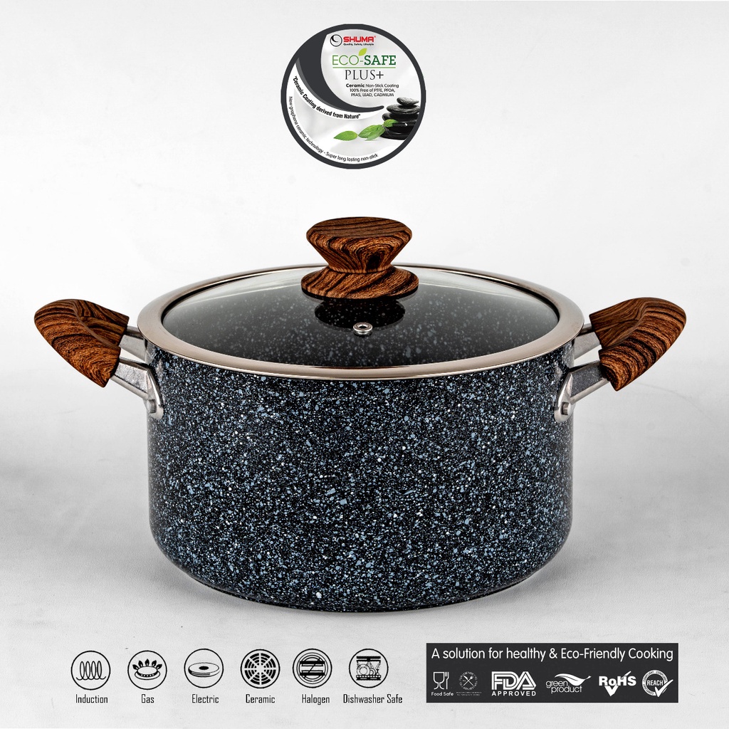 SHUMA Eco-Safe Plus Nonstick Ceramic Stock Pot 22 cm + Glass lid