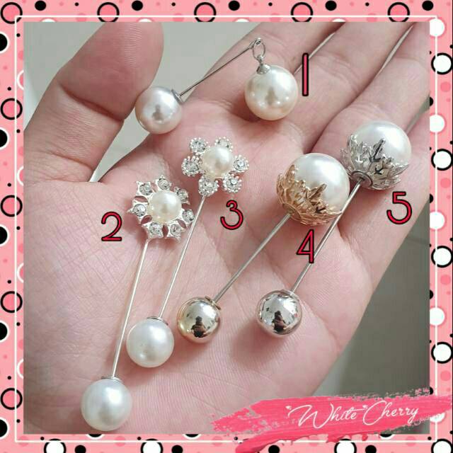 Tuspin Mutiara Bulat Bunga Flower Warna Pink Jarum Hijab Bross Bros Korea