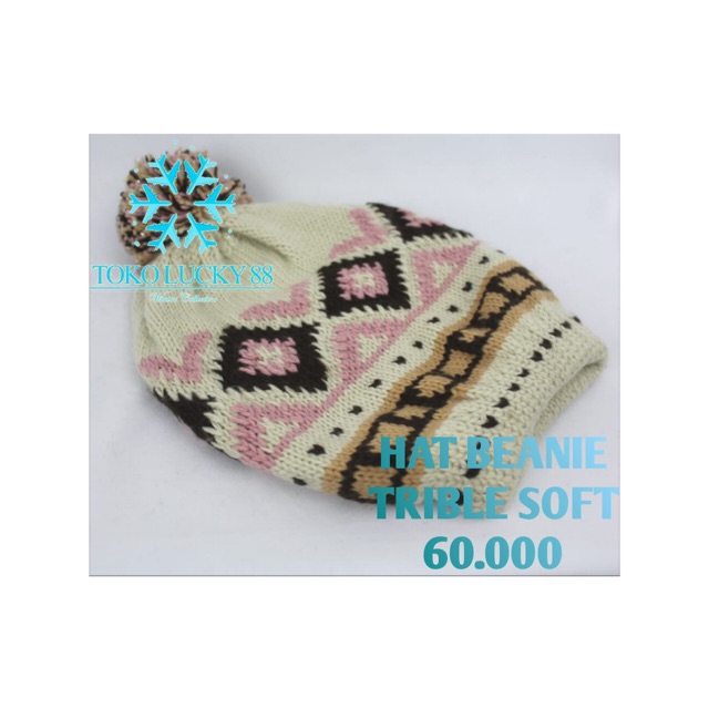 IMPORT Topi Kupluk Rajut Wool Pom Pom Hat Beanie Trible Soft