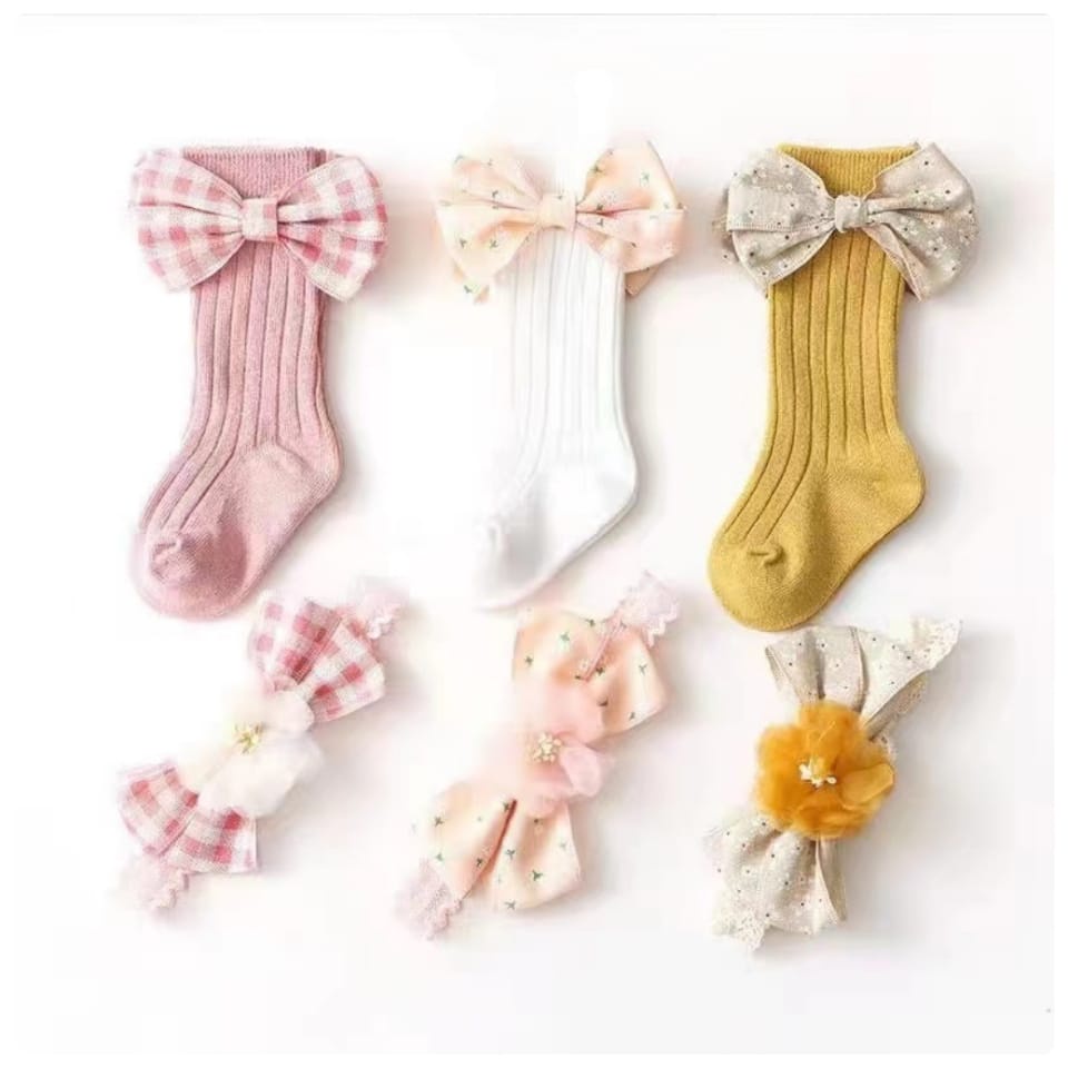 Catell Love Baby Socks Pita + Bandana Kaos Kaki Bayi Perempuan