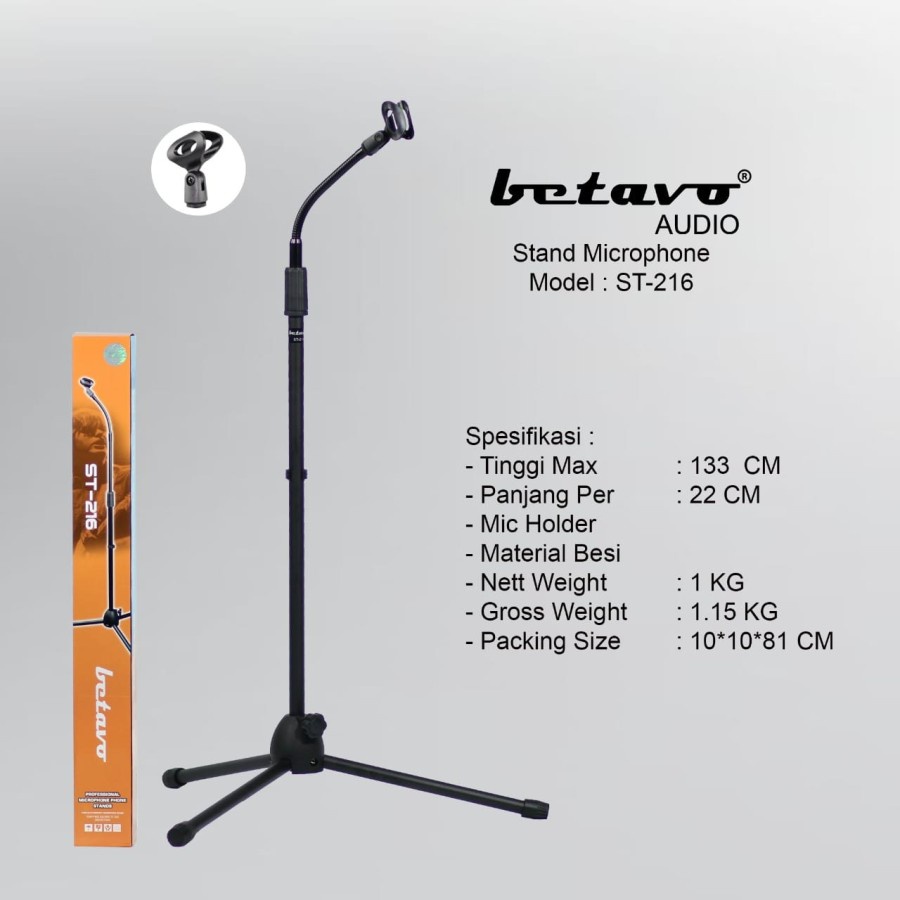 STANDING MIC LANTAI BETAVO ST 216 PROFESSIONAL STAND MICROPHONE