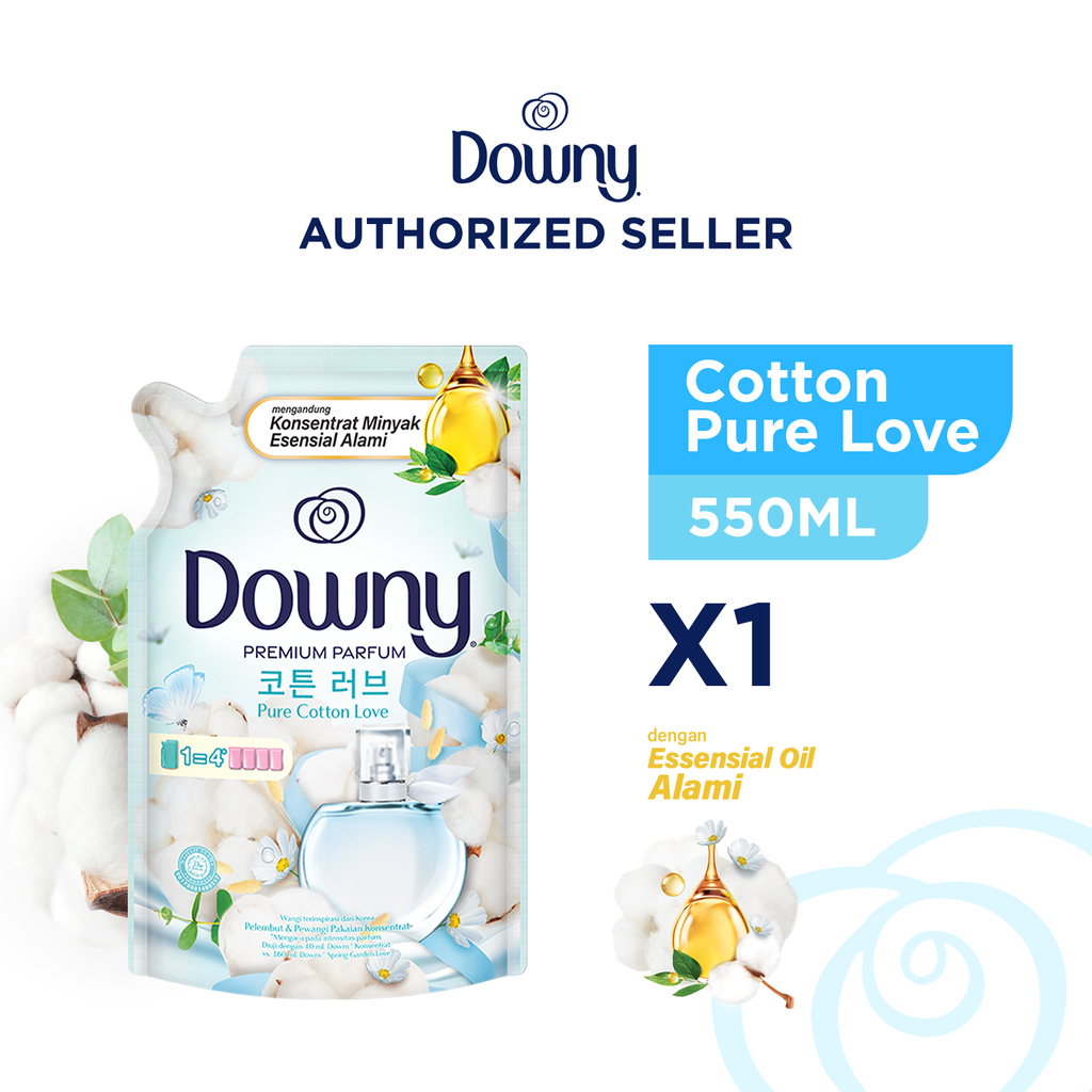 Downy Pelembut dan Pewangi Pakaian Konsentrat Premium Parfum Pure Cotton Love 550ml