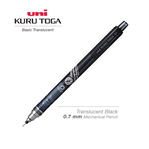 

UNI Kuru Toga Mechanical Pencil 0.7 mm Translucent Black promo