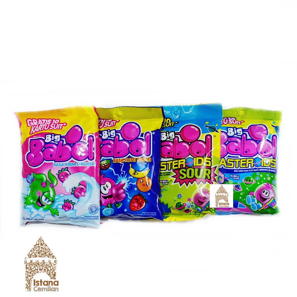 Big Babol Permen Karet Tutti Frutti / Krim Stroberi / Asteroids / Sour (isi 40 pcs)