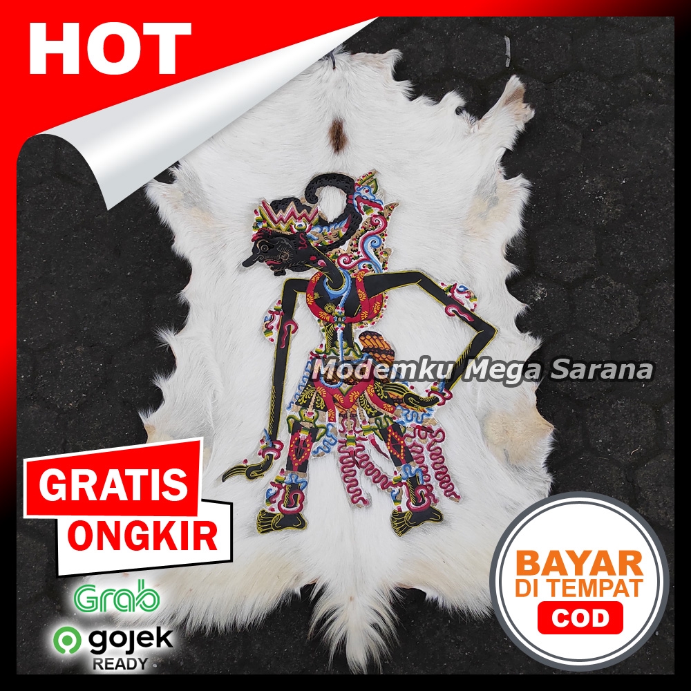 Lukisan Lembaran Wayang Gatotkaca Kulit Kambing Full Body 77x55 cm