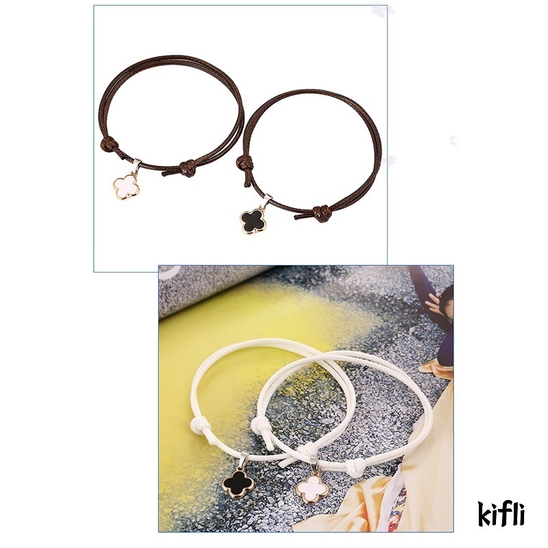 2 Pcs/1 Set,Perhiasan Indah Sederhana,Gelang Fashion,Semanggi Warna Polos,Gelang Wanita