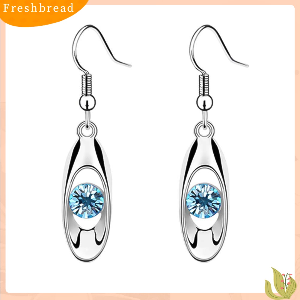 Terlaris Women Round Cut Rhinestone Inlaid Water Drop Dangle Hook Earrings Jewelry Gift