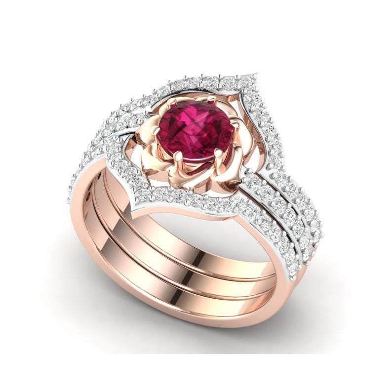 Cincin Berlian Zircon Bahan Sterling Silver Lapis Rose Gold Untuk Wanita