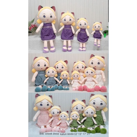 Boneka Cewek Dress Katun Size 13&quot;/55cm/boneka baby girl/boneka anak/boneka pretty girl