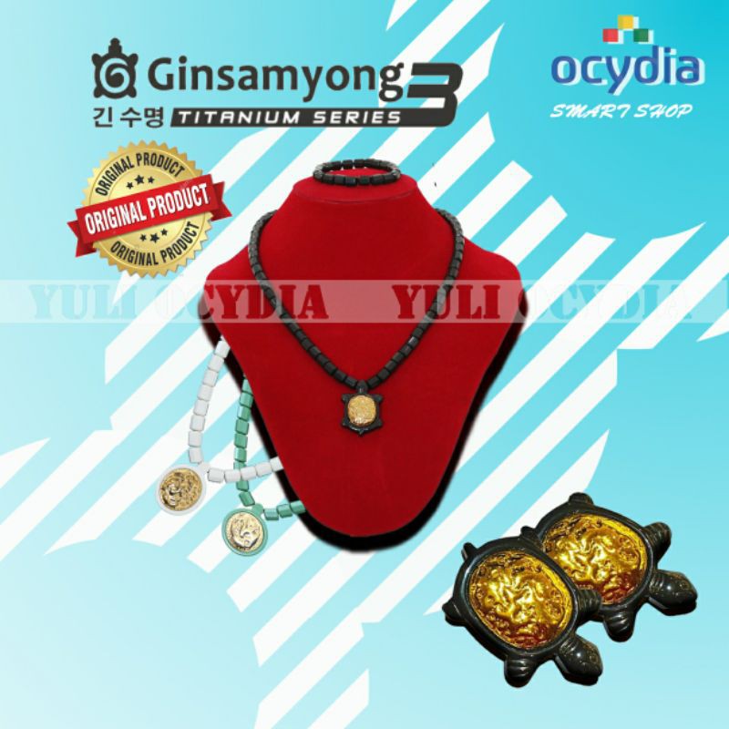 ginsamyong titanium series 24k, 1 set gelang & kalung kesehatan, bersertifikat