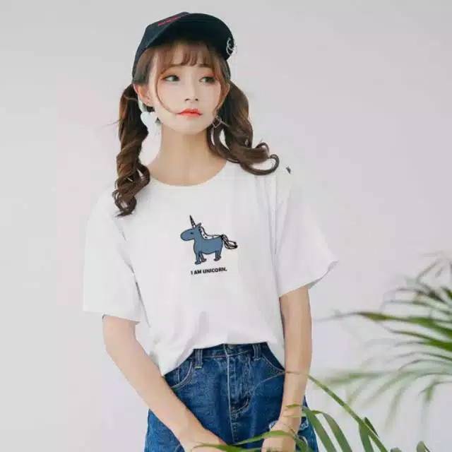 Fourfashion KAOS PENDEK WANITA I AM UNICORN FIT TO M LP