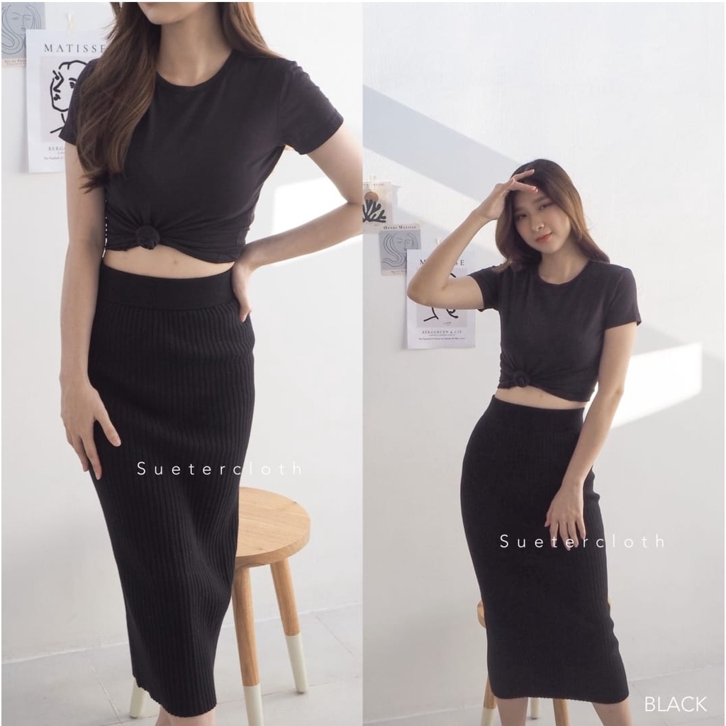 BEFAST - ZEC OOTD Wanita Rok TYAS / RJT Nitya Midi Span Skirt Rajut Knit / Rok Wanita Dewasa / Fashion Rok Kerja / Rok Polos Formal / Rok Pas Badan / OOTD Kekiniaan Remaja / Rok Banyak Warna / Terlaris