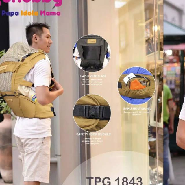 Snobby gendongan bayi hipseat 6posisi saku motif luxury Series TPG 1843