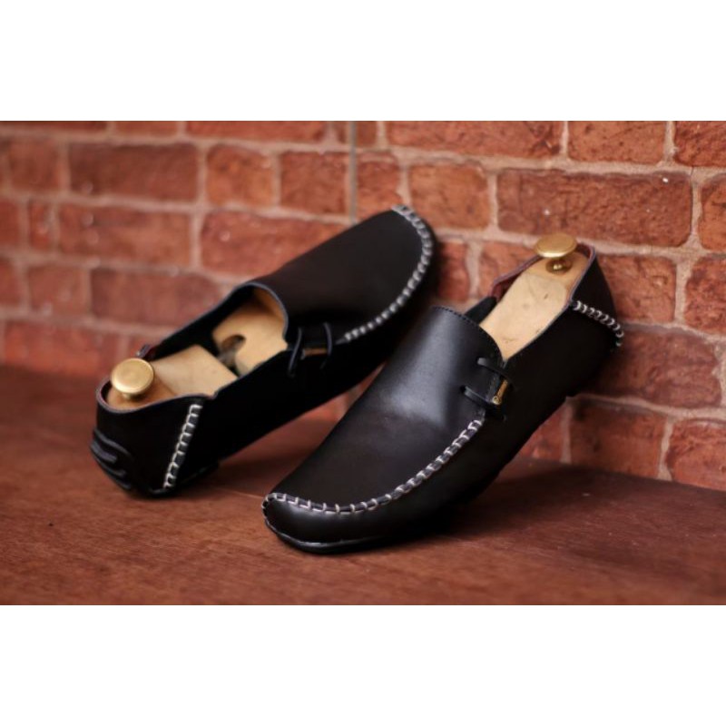 SKO X CEVANY X MOCLEA Sepatu Loafers Slip-On Casual Baham Kulit Asli Buatan Tangan