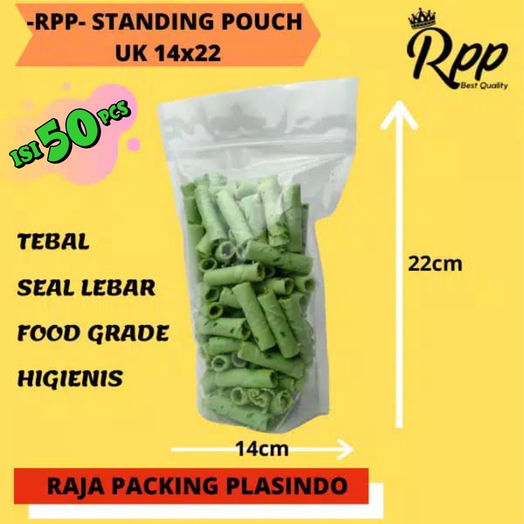 Plastik Standing Pouch Uk 14x22 (isi 50) plastik pudot snack  Plastik cemilan Kemasan coklat termurah plastik basreng plastik keripik