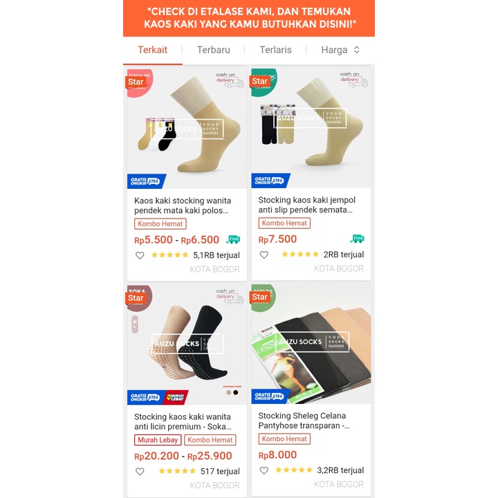 Stocking kaos kaki wanita formal selutut hitam putih cream fitbob-8