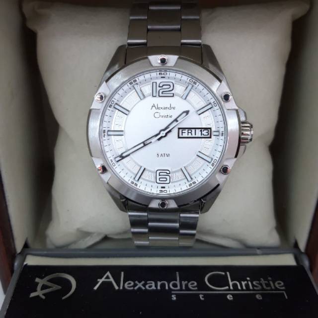 Jam Alexandre Christie AC 6518 ME full silver. Jam tangan pria