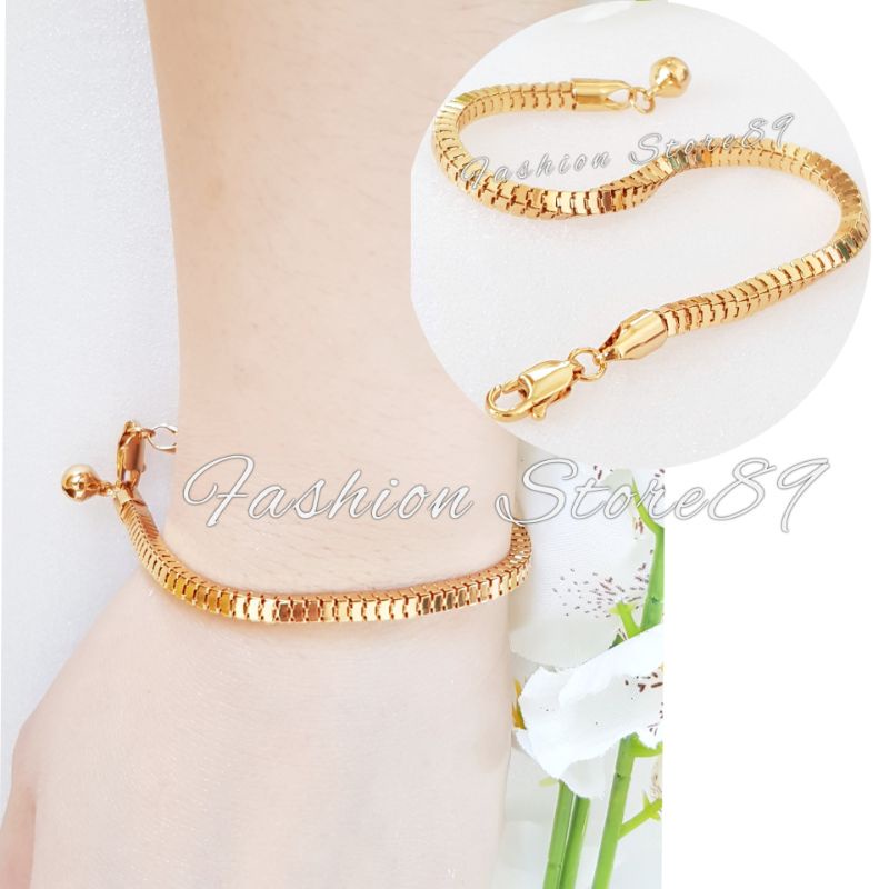 Gelang Tangan model Milano Kotak perhiasan lapis emas yaxiya impor gelang tangan fashion simple Lapis emas 18k