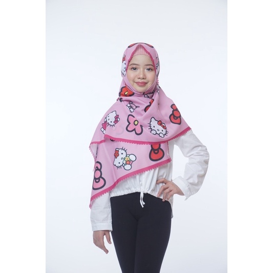 PASHMINA MOTIF HELLOKITTY / PASHMINA ANAK / HIJAB ANAK / JILBAB ANAK / KERUDUNG ANAK