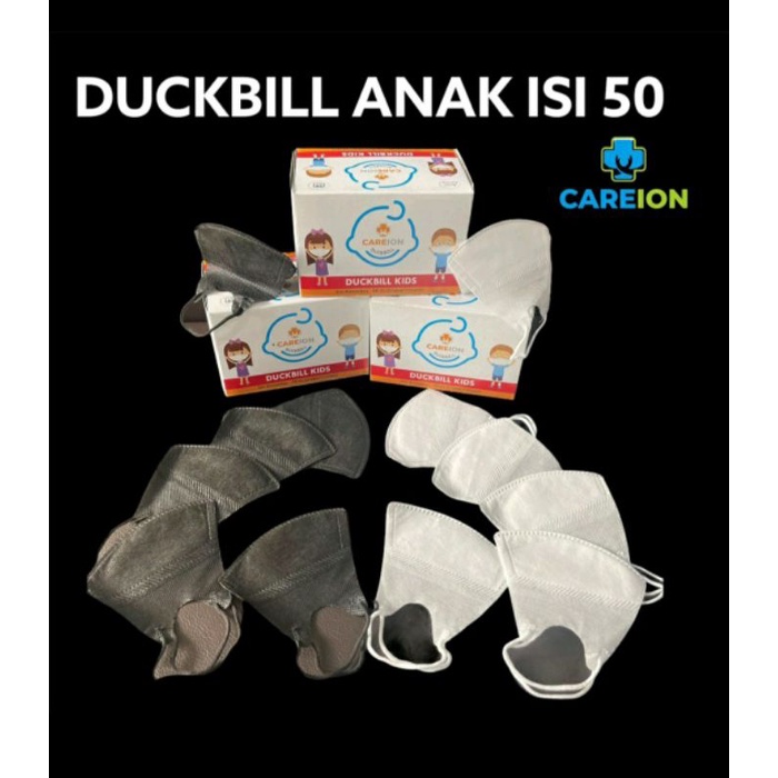 Masker Duckbill Anak Putih/Hitam Polos