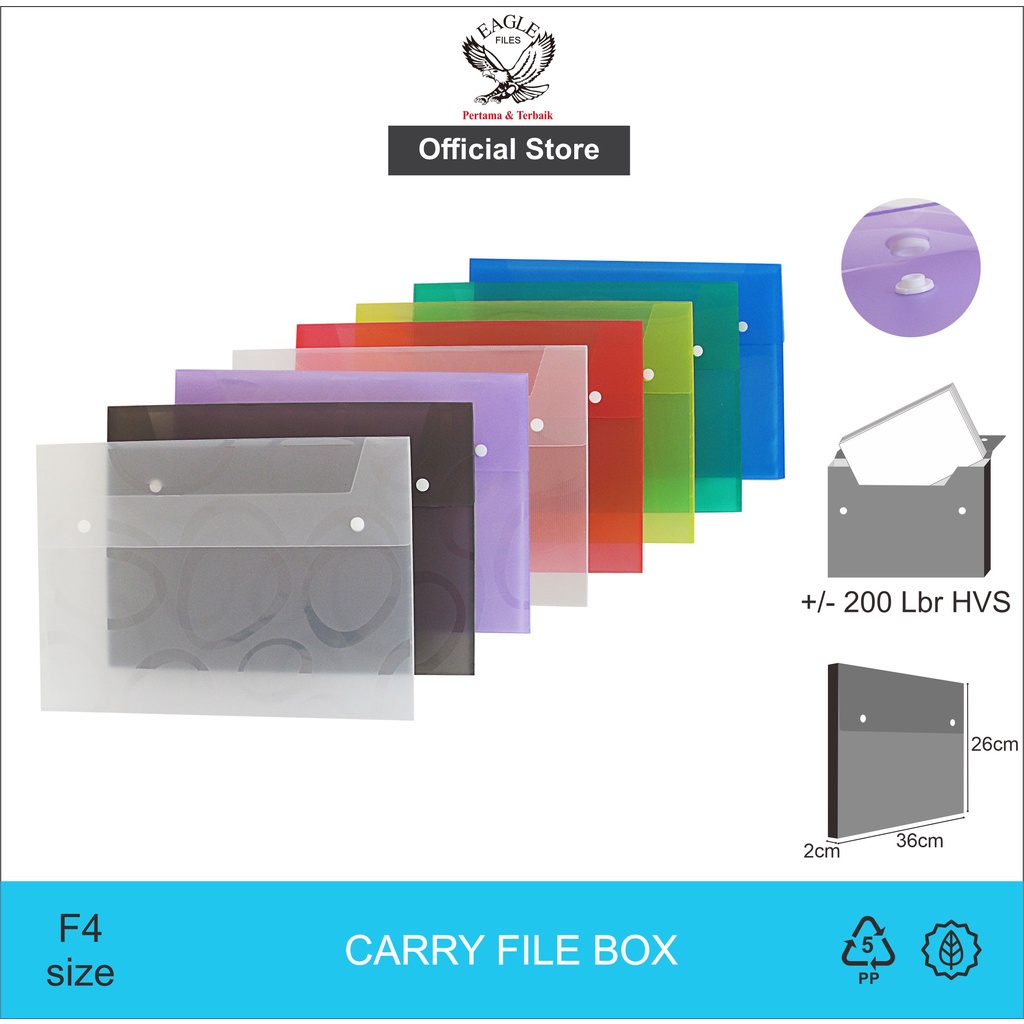 EAGLE Carry File Box Transparan Tebal 2 CM F4 Folio Tas Dokumen