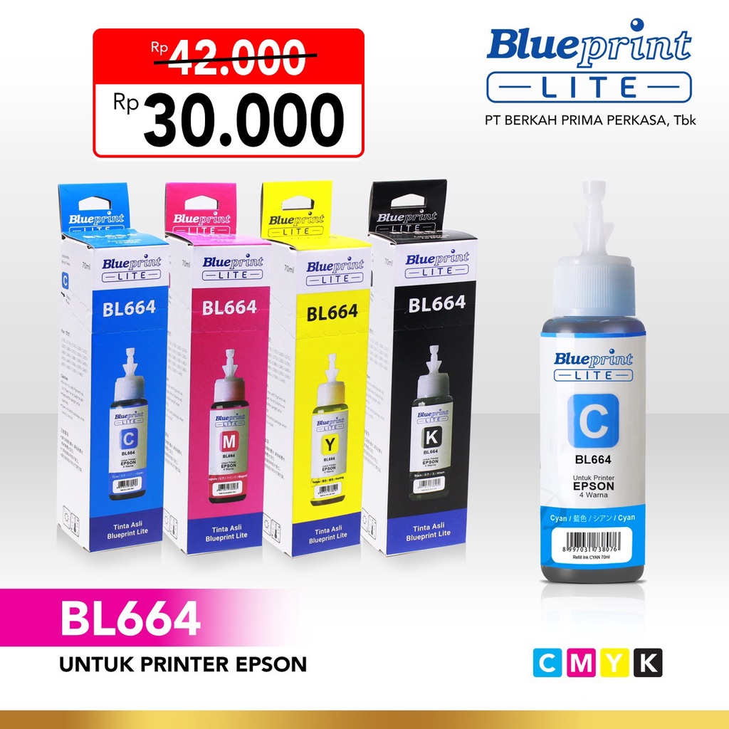 Tinta Epson BLUEPRINT Lite 664 For Printer Epson L120 , L350 - 70ml