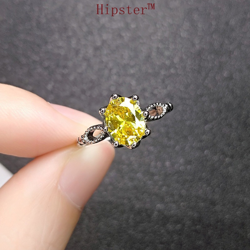 Simple Hot Fashion Trend Oval Citrine Adjustable Ring