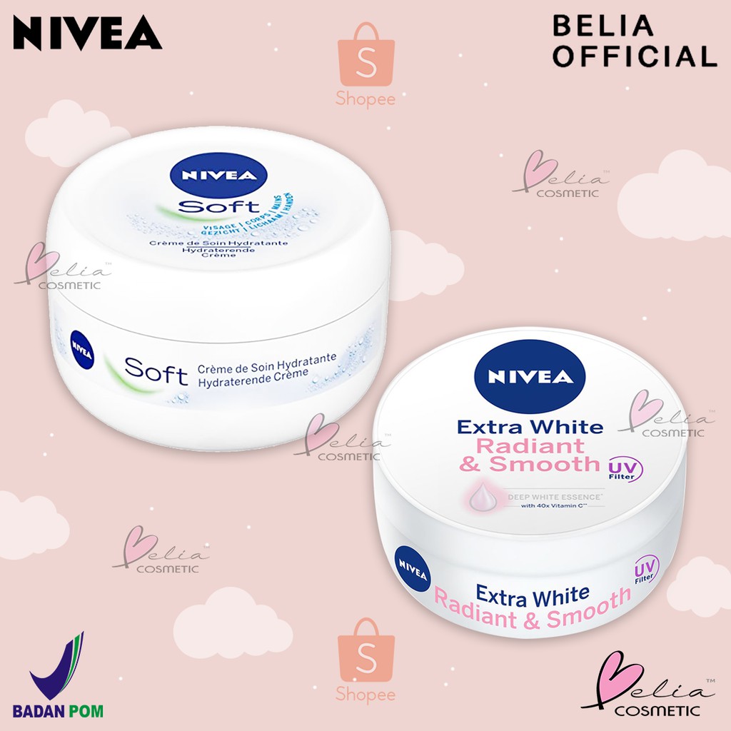 ❤ BELIA ❤ NIVEA Soft Cream & Moisturizer 25 | 50 | 100 | Extra White (✔️BPOM) Nivea Men Creme 30 75 SOFT JAR