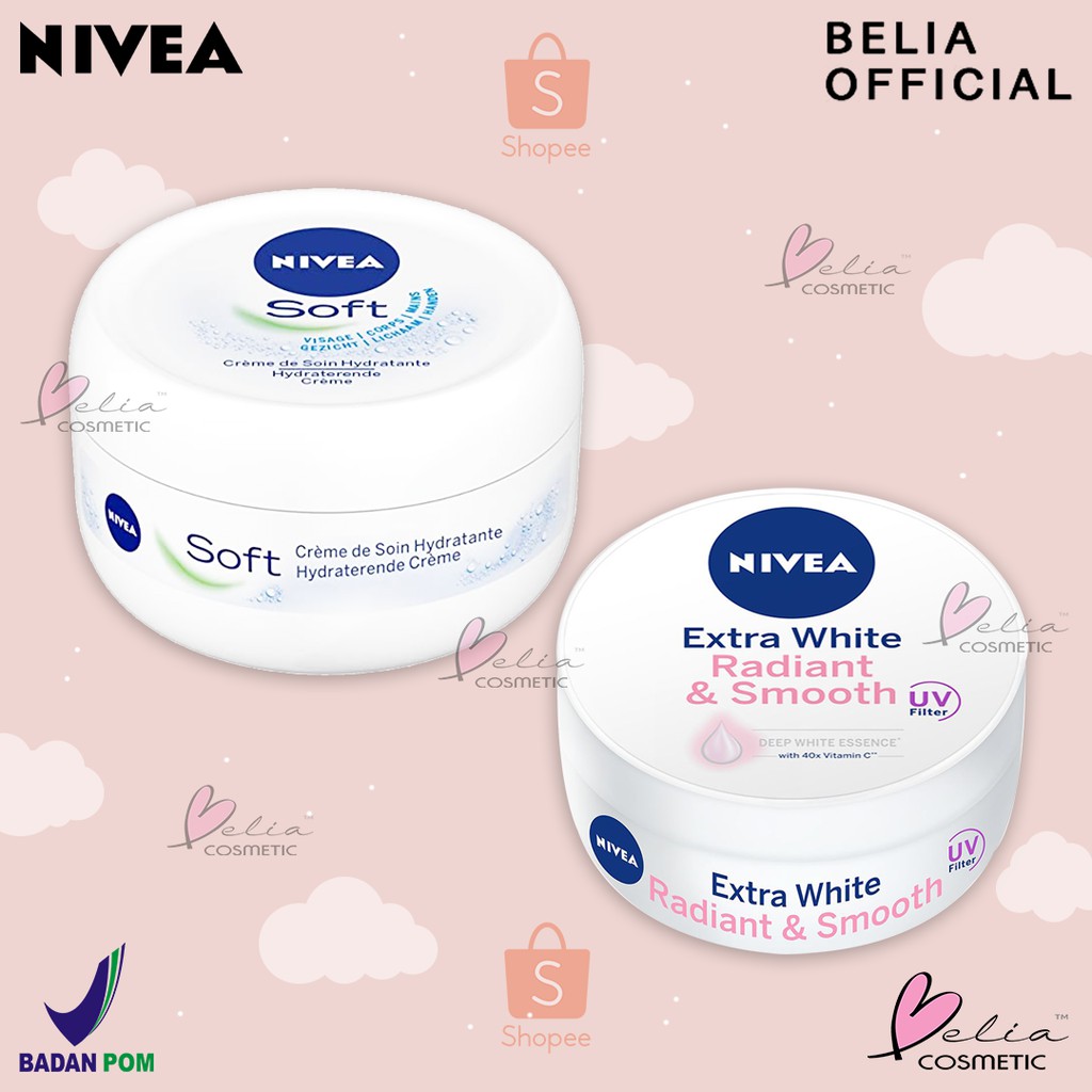 ❤ BELIA ❤ NIVEA Soft Cream &amp; Moisturizer 25 | 50 | 100 | Extra White (✔️BPOM) Nivea Men Creme 30 75 SOFT JAR