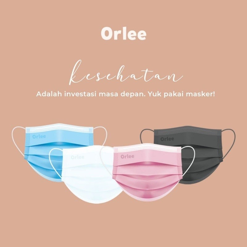 paket 4 warna masker earloop orlee biru putih hitam pink kemenkes