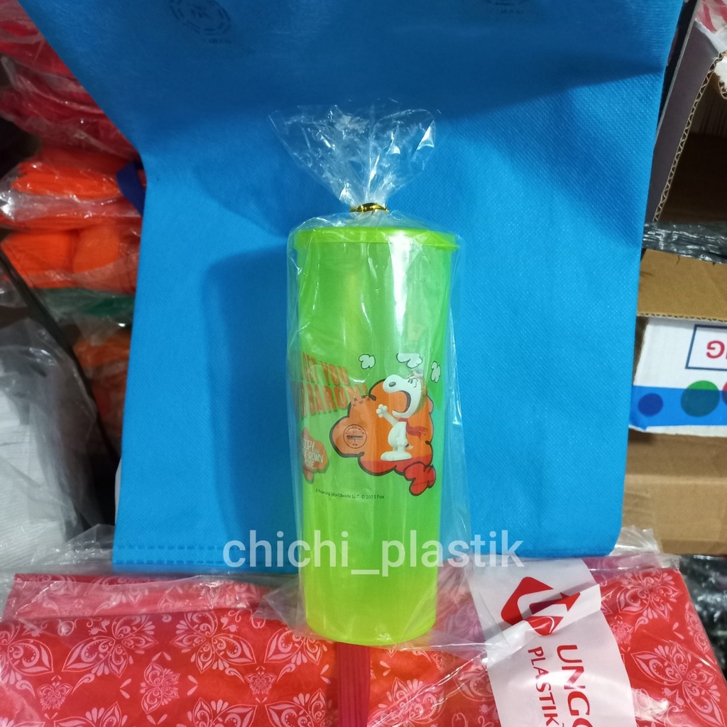 GELAS TUTUP KARAKTER /BOTOL MINUM KARAKTER / THUMBLER FUN BIGGY / SOUVENIR ULANG TAHUN ANAK