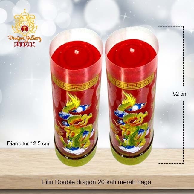 Lilin/Candle Puja Sembahyang Double Dragon 20 Kati Merah Naga