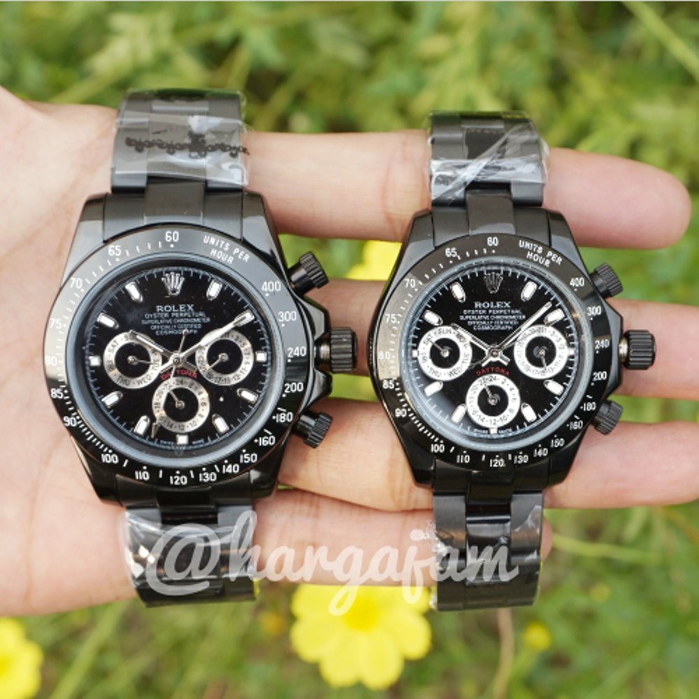 Jam Tangan Couple Automatic Rolex Daytona Perpetual R0752 Black (hargajam sepasang)
