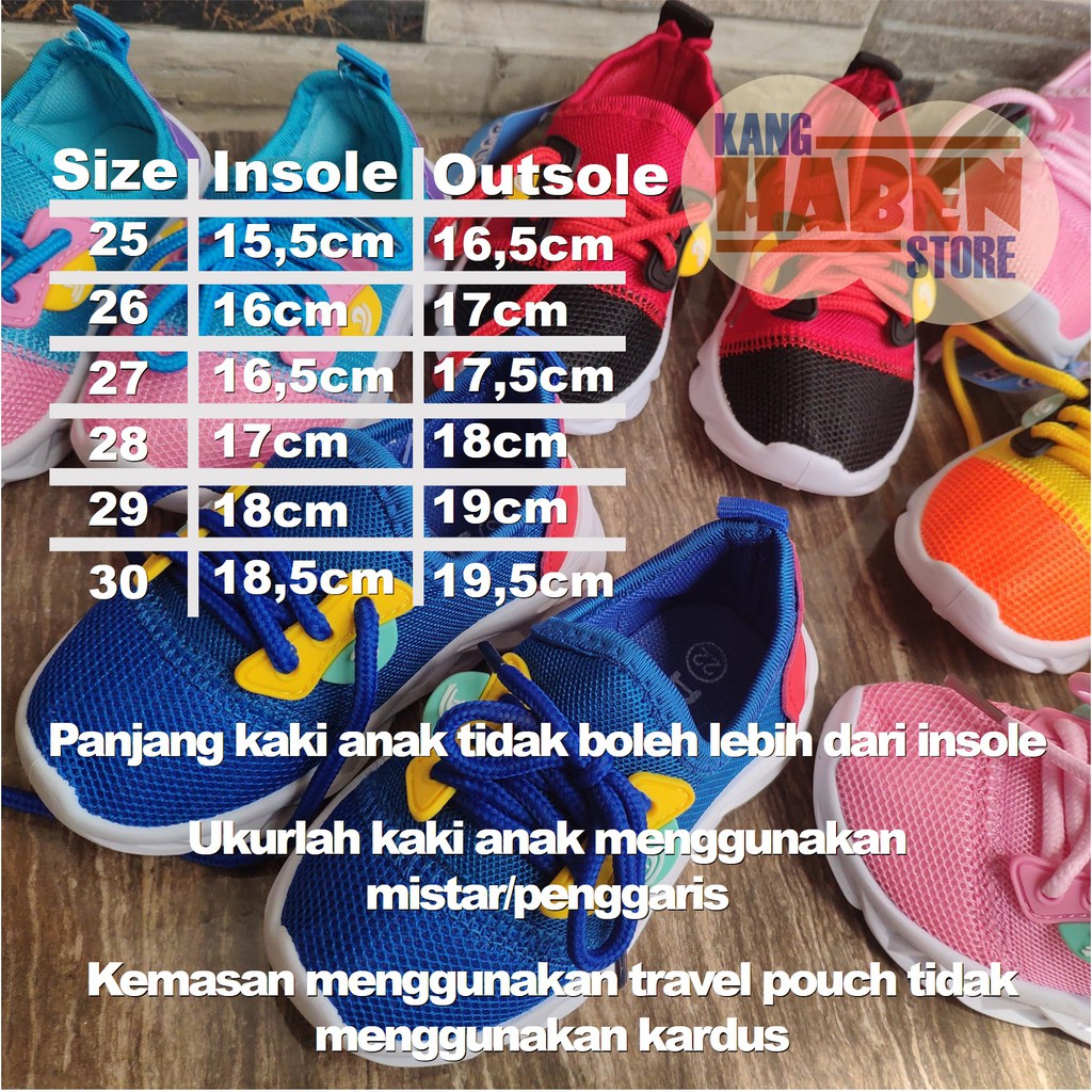 BX2020D Sepatu Anak Kecil Tali Unisex untuk Laki laki dan Perempuan Warna Cerah